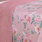 Kit: 1 Cobre-leito King Bouti de Microfibra Ultrasonic Estampada + 2 Porta-travesseiros - Simone Rosa Velho - Dui Design