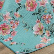 Kit: 1 Cobre-leito King Bouti de Microfibra Ultrasonic Estampada + 2 Porta-travesseiros - Simone Turquesa - Dui Design