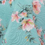 Kit: 1 Cobre-leito King Bouti de Microfibra Ultrasonic Estampada + 2 Porta-travesseiros - Simone Turquesa - Dui Design