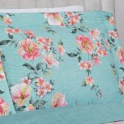 Kit: 1 Cobre-leito King Bouti de Microfibra Ultrasonic Estampada + 2 Porta-travesseiros - Simone Turquesa - Dui Design