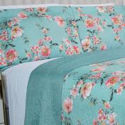 Kit: 1 Cobre-leito King Bouti de Microfibra Ultrasonic Estampada + 2 Porta-travesseiros - Simone Turquesa - Dui Design