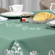 Toalha de Mesa com Bordado Richelieu Retangular 8 Lugares 160x270cm - Sofia Verde - Dui Design