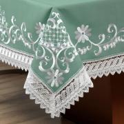 Toalha de Mesa com Bordado Richelieu Retangular 8 Lugares 160x270cm - Sofia Verde - Dui Design