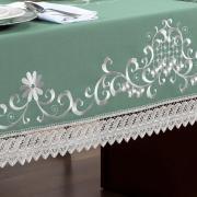 Toalha de Mesa com Bordado Richelieu Retangular 8 Lugares 160x270cm - Sofia Verde - Dui Design