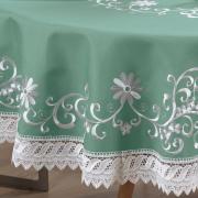 Toalha de Mesa com Bordado Richelieu Redonda 180cm - Sofia Verde - Dui Design