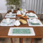 Jogo Americano  4 Lugares (4 peas) com Bordado Richelieu 35x50cm - Sofia Verde - Dui Design
