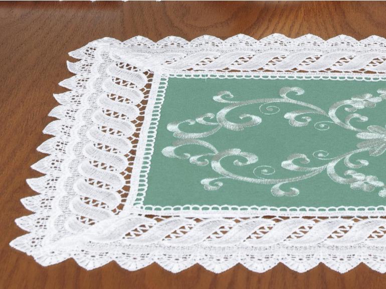 Jogo Americano  4 Lugares (4 peas) com Bordado Richelieu 35x50cm - Sofia Verde - Dui Design