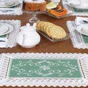 Jogo Americano  4 Lugares (4 peas) com Bordado Richelieu 35x50cm - Sofia Verde - Dui Design