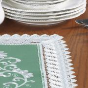 Trilho de Mesa com Bordado Richelieu 40x85cm Avulso - Sofia Verde - Dui Design