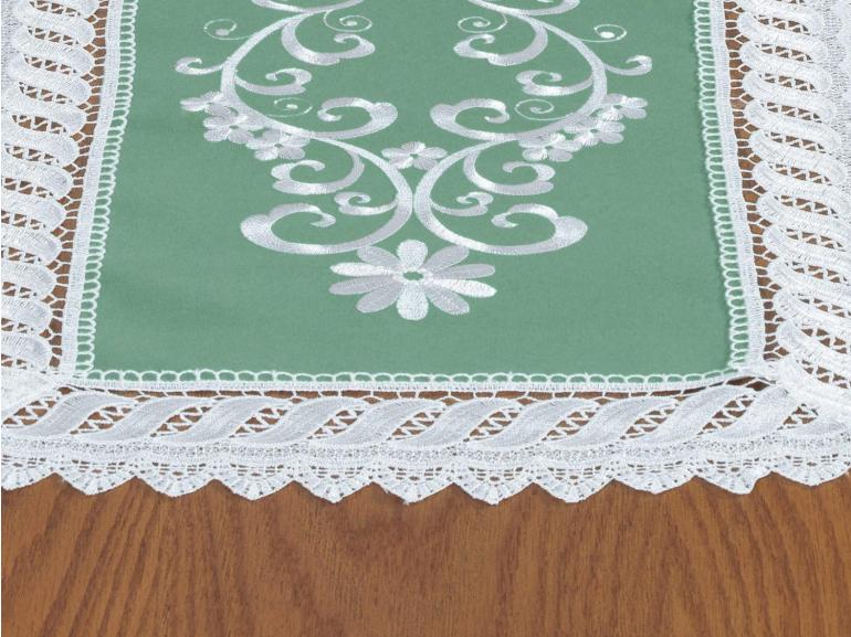 Trilho de Mesa com Bordado Richelieu 40x85cm Avulso - Sofia Verde - Dui Design
