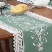 Trilho de Mesa com Bordado Richelieu 45x170cm Avulso - Sofia Verde - Dui Design
