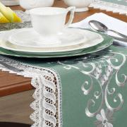 Trilho de Mesa com Bordado Richelieu 45x170cm Avulso - Sofia Verde - Dui Design
