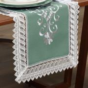 Trilho de Mesa com Bordado Richelieu 45x170cm Avulso - Sofia Verde - Dui Design