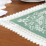 Centro de Mesa Quadrado com Bordado Richelieu 85x85cm - Sofia Verde - Dui Design