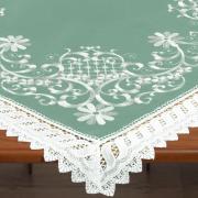 Centro de Mesa Quadrado com Bordado Richelieu 85x85cm - Sofia Verde - Dui Design