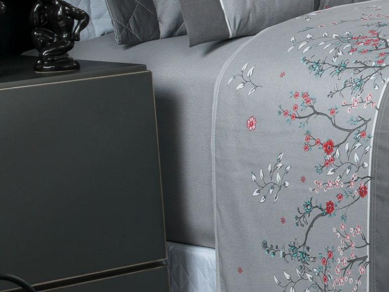 Jogo de Cama Casal Cetim 300 fios - Sonique Cinza - Dui Design