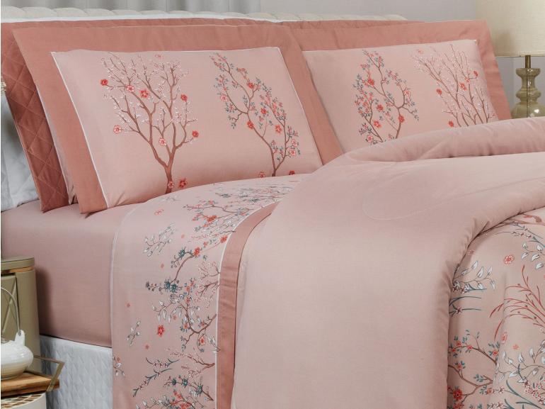 Jogo de Cama Queen Cetim 300 fios - Sonique Ros - Dui Design