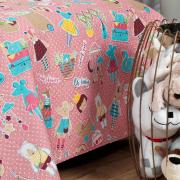 Kit: 1 Cobre-leito Solteiro Kids Bouti de Microfibra Ultrasonic Estampada + 1 Porta-travesseiro - Sticker Love - Dui Design