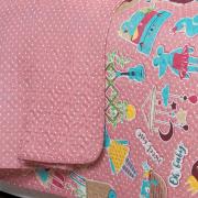 Kit: 1 Cobre-leito Solteiro Kids Bouti de Microfibra Ultrasonic Estampada + 1 Porta-travesseiro - Sticker Love - Dui Design