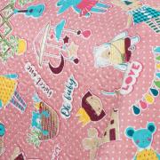 Kit: 1 Cobre-leito Casal Kids Bouti de Microfibra Ultrasonic Estampada + 2 Porta-travesseiros - Sticker Love - Dui Design