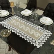 Trilho de Mesa com Bordado Richelieu 40x85cm Avulso - Sublime Bege - Dui Design