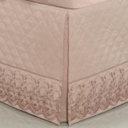 Saia para cama Box Matelassada com Bordado Ingls King - Sublime Rosa Velho - Dui Design