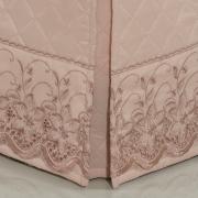 Saia para cama Box Matelassada com Bordado Ingls Queen - Sublime Rosa Velho - Dui Design