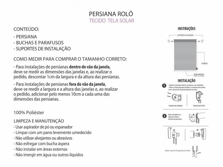 Persiana Rolo - Tecido Tela Solar 5% Altura de 1,60m e 0,90m de Largura - Sunset - Dui Design