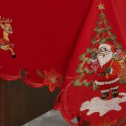 Toalha de Mesa Natal com Bordado Richelieu Quadrada 4 Lugares 160x160cm - Surpresa Vermelho - Dui Design