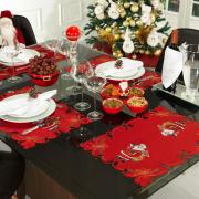Jogo Americano Natal 4 Lugares (4 peças) com Bordado Richelieu 35x50cm - Surpresa Vermelho - Dui Design
