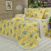 Kit: 1 Cobre-leito Solteiro + 1 Porta-travesseiro 150 fios - Sweet Home Amarelo - Dui Design