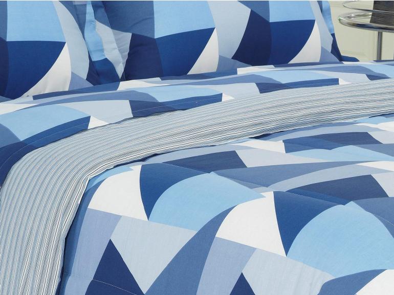 Enxoval Casal com Edredom 5 peas 150 fios - Tailor Azul - Dui Design