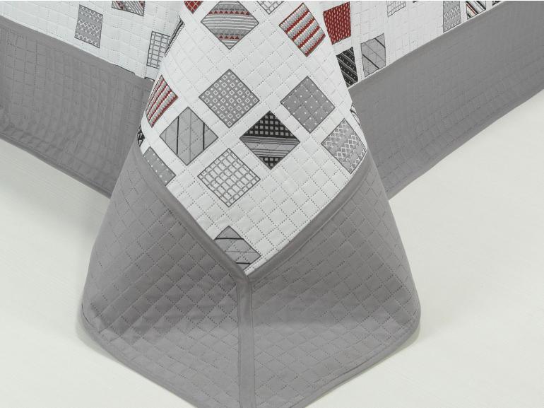 Kit: 1 Cobre-leito Casal Bouti de Microfibra Ultrasonic Estampada + 2 Porta-travesseiros - Takashi Cinza - Dui Design