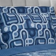 Kit: 1 Cobre-leito Solteiro Bouti de Microfibra Ultrasonic Estampada + 1 Porta-travesseiro - Taylor Azul - Dui Design