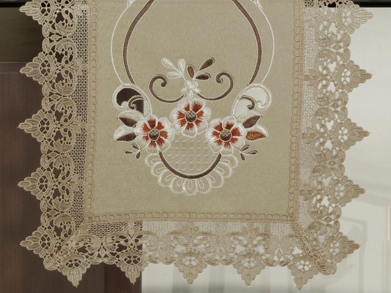 Trilho de Mesa com Bordado Richelieu 45x170cm Avulso - Teresa Bege - Dui Design