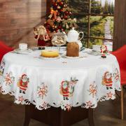 Toalha de Mesa Natal com Bordado Richelieu Redonda 180cm - Ternura Branco - Dui Design