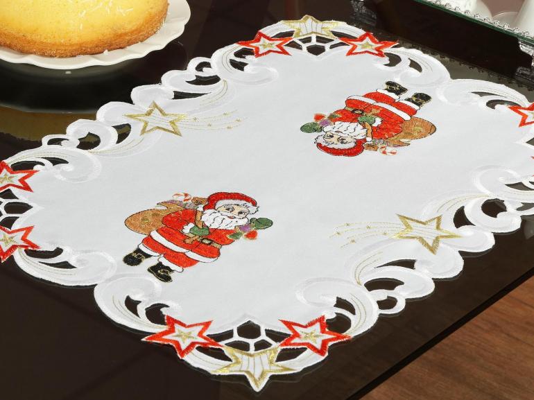 Jogo Americano Natal 4 Lugares (4 peas) com Bordado Richelieu 35x50cm - Ternura Branco - Dui Design