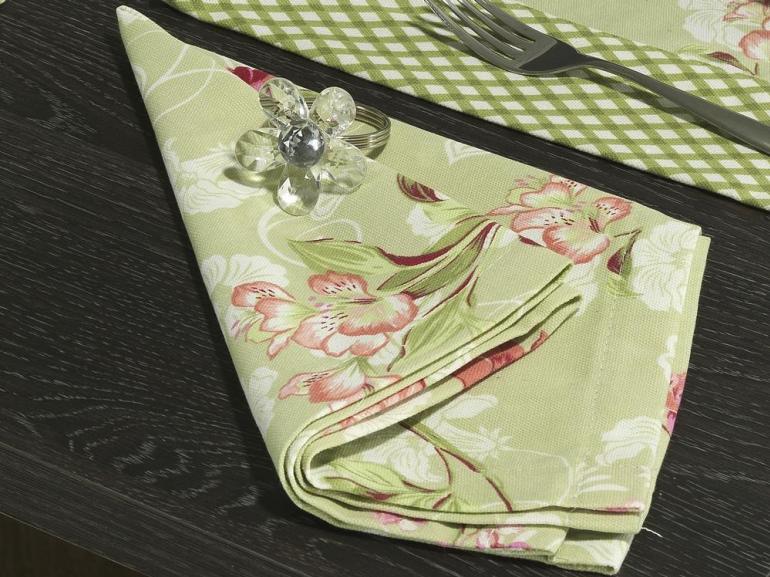 Jogo Americano 4 Lugares (4 peas) com Barra Aplicada 35x50cm - Thalia Verde - Dui Design