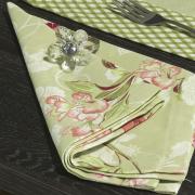 Jogo Americano 4 Lugares (4 peas) com Barra Aplicada 35x50cm - Thalia Verde - Dui Design