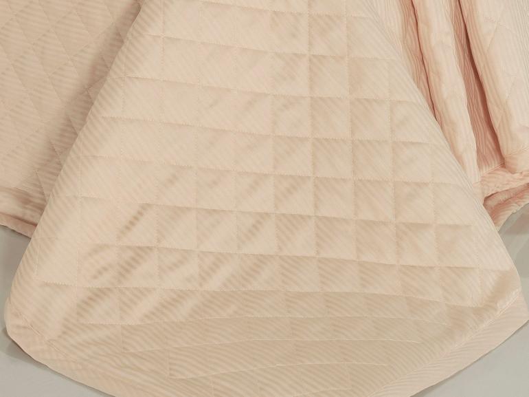 Kit: 1 Cobre-leito Casal + 2 porta-travesseiros Cetim 300 fios - Toronto Nude - Dui Design