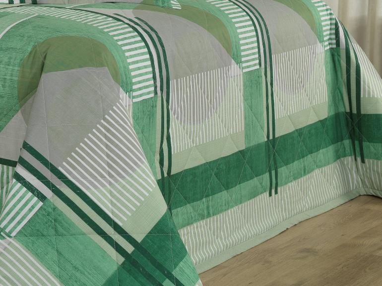 Kit: 1 Cobre-leito King + 2 Porta-travesseiros Percal 200 fios - Toronto Verde - Dui Design