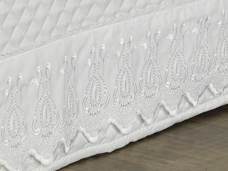 Saia para cama Box Matelassada com Bordado Inglês Queen - Toscana Branco - Dui Design