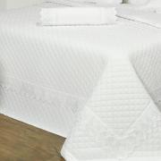 Kit: 1 Cobre-leito King + 2 porta-travesseiros Percal 200 fios com Bordado Ingls - Toscana Branco - Dui Design
