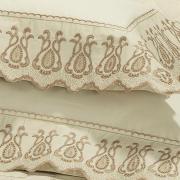 Jogo de Cama King Percal 200 fios com Bordado Inglês - Toscana Marfim - Dui Design