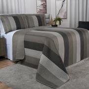 Kit: 1 Cobre-leito Casal Bouti de Microfibra Ultrasonic Estampada + 2 Porta-travesseiros - Toshima Taupe - Dui Design