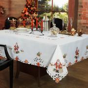 Toalha de Mesa Natal com Bordado Richelieu Retangular 8 Lugares 160x270cm - Tradio Branco - Dui Design