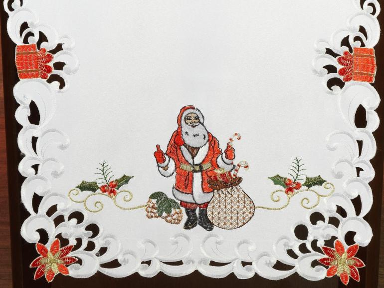 Trilho de Mesa Natal com Bordado Richelieu 45x170cm - Tradio Branco - Dui Design