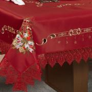 Toalha de Mesa Natal com Bordado Richelieu Retangular 8 Lugares 160x270cm - Tradição Vermelho - Dui Design