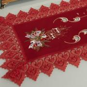 Trilho de Mesa Natal com Bordado Richelieu 40x85cm Avulso - Tradição Vermelho - Dui Design