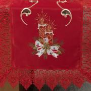 Trilho de Mesa Natal com Bordado Richelieu 45x170cm Avulso - Tradição Vermelho - Dui Design